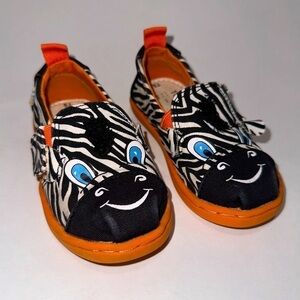 Toms Alpargata Twin Gore Black White Zebra Toddler Kids Unisex Shoes Cute Slipon